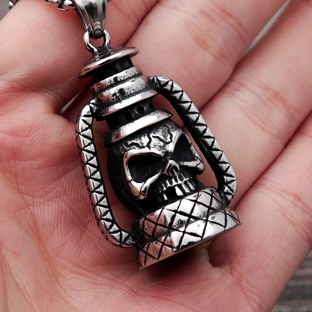 Vintage Punk Stainless Steel Skull Chain Pendant For Men Fashion Unique Lamp Skull Biker Necklace Jewelry Gifts Wholesale
Vintage Punk Stainless Steel Skull Chain Pendant For Men Fashion Unique Lamp Skull Biker Necklace Jewelry Gifts Wholesale