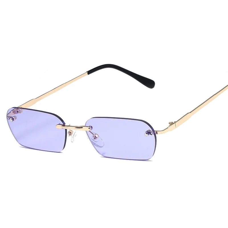 

New Small Narrow Rimless Sunglasses Fashion Frameless Rectangle Tinted Lens Eyewear 90s Glasses for Women Men With Box