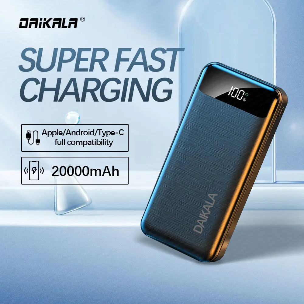 Пауэрбанк Daikala, 20000 мАч, со светодиодным дисплеем, для Huawei, Samsung, Внешнее зарядное устройство для iPhone 12, Xiaomi, портативный пауэрбанк
Пауэрбанк Daikala, 20000 мАч, со светодиодным дисплеем, для Huawei, Samsung, Внешнее зарядное устройство для iPhone 12, Xiaomi, портативный пауэрбанк