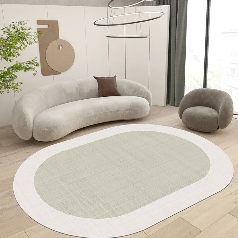 

Simple Oval Living Room Carpet Home Bedroom Bedside Large Plush Carpets Modern Study Room Cloakroom Fluffy Soft Non-slip Rugs