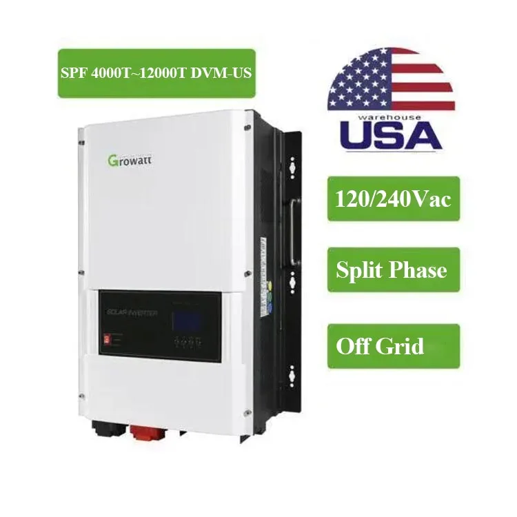 

Growatt SPF 4000t-12000t Hvm in Stock 120v/240v Split Phase off Grid 4kw 5kw 6kw 8kw 10kw 12kw US Solar Inverter
