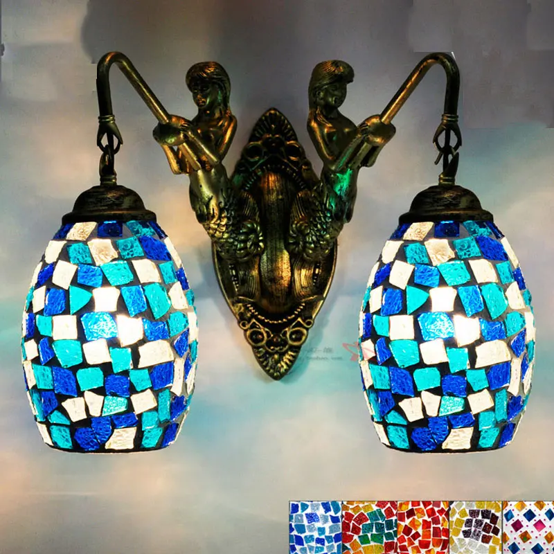 

Turkey Creative Wall Lamp Handmade Resin Lampara Mermaid Retro Home Decor for Bar Cafe Dinning Room Corridor Lightings Fixtures