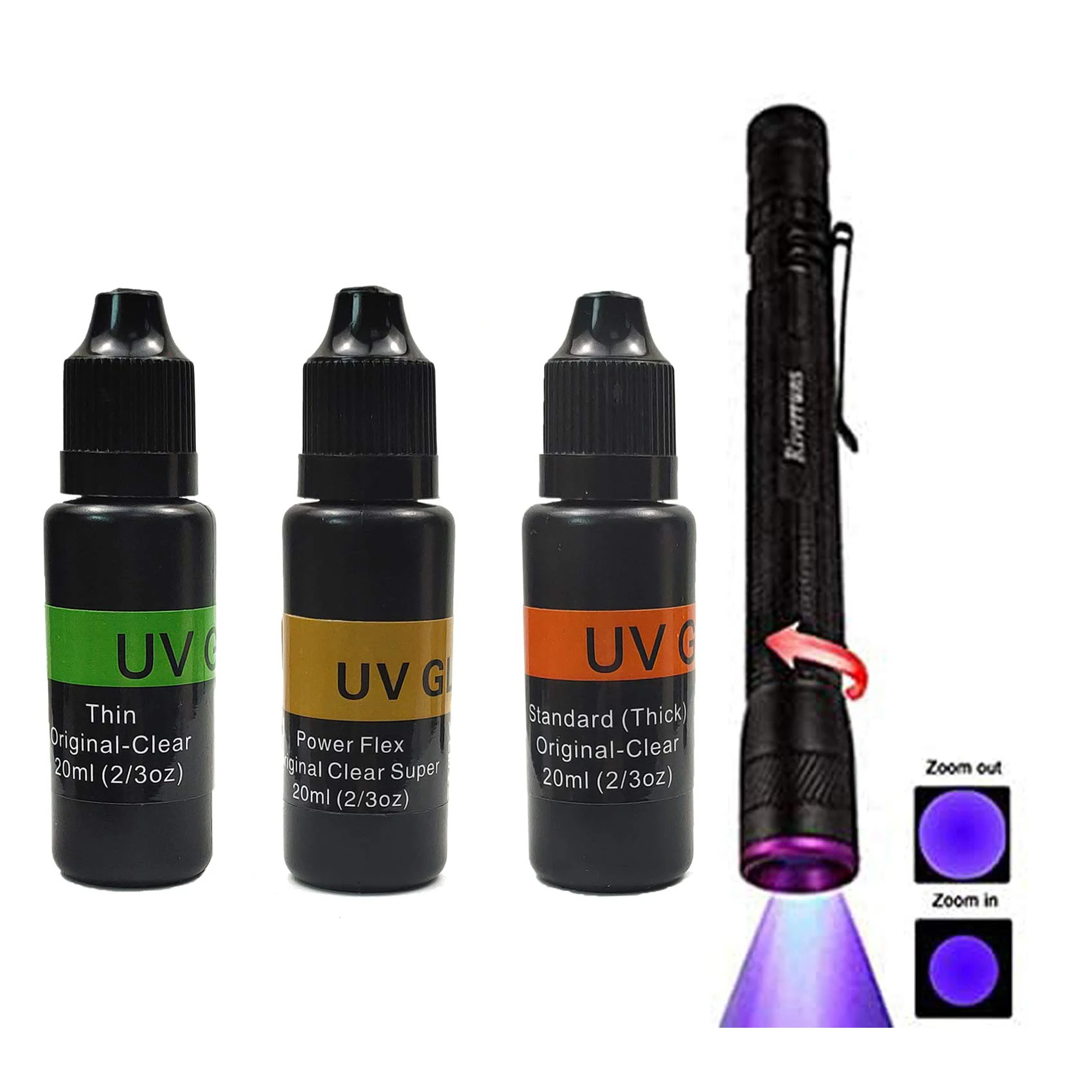 

Aventik Fly Tying UV Glue Clear Combo Tool Kit with 395nm Zoom-able UV Pen Tying Glue Material Flies Heads Bodies Ect