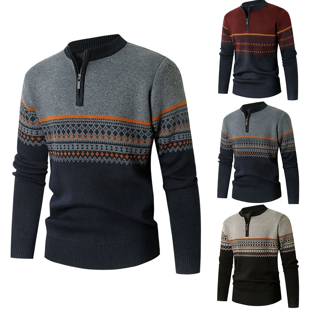 Mens1/4 Zip-up Pullover Sweatshirt O Neck Jacket Striped Warm Fleece Sweaters Long Sleeve Autumn Winter Warm Knitted Top
Mens1/4 Zip-up Pullover Sweatshirt O Neck Jacket Striped Warm Fleece Sweaters Long Sleeve Autumn Winter Warm Knitted Top