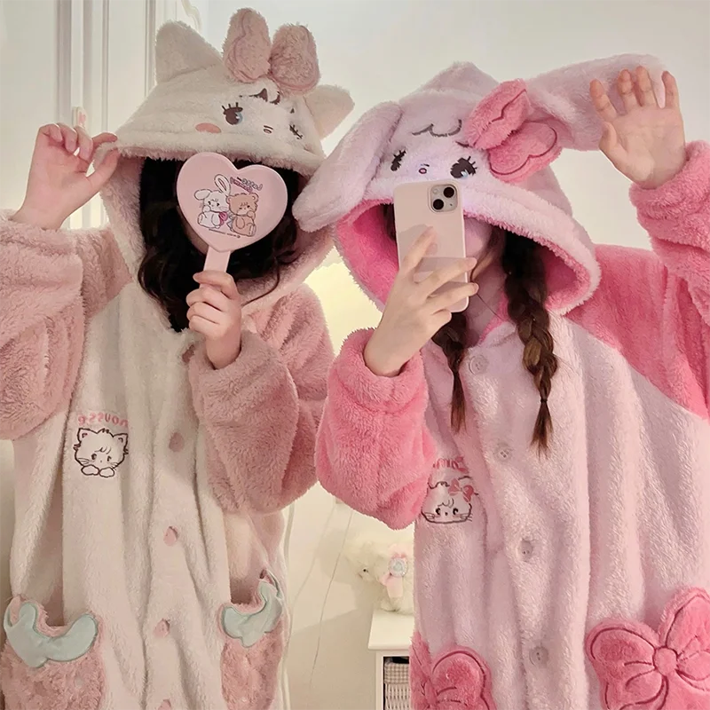 Mikko Co Branded Girls' Nightgown Cartoon Cute Long Sleeve Autumn/winter Coral Plush Hooded Home Fur Pjamas
Mikko Co Branded Girls' Nightgown Cartoon Cute Long Sleeve Autumn/winter Coral Plush Hooded Home Fur Pjamas