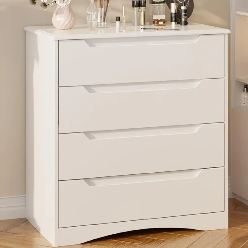 

4 Drawer Dresser, White Chest of Drawers with Large Storage Capacity, Bedroom Dressers and Organizer with Embedded Handles
