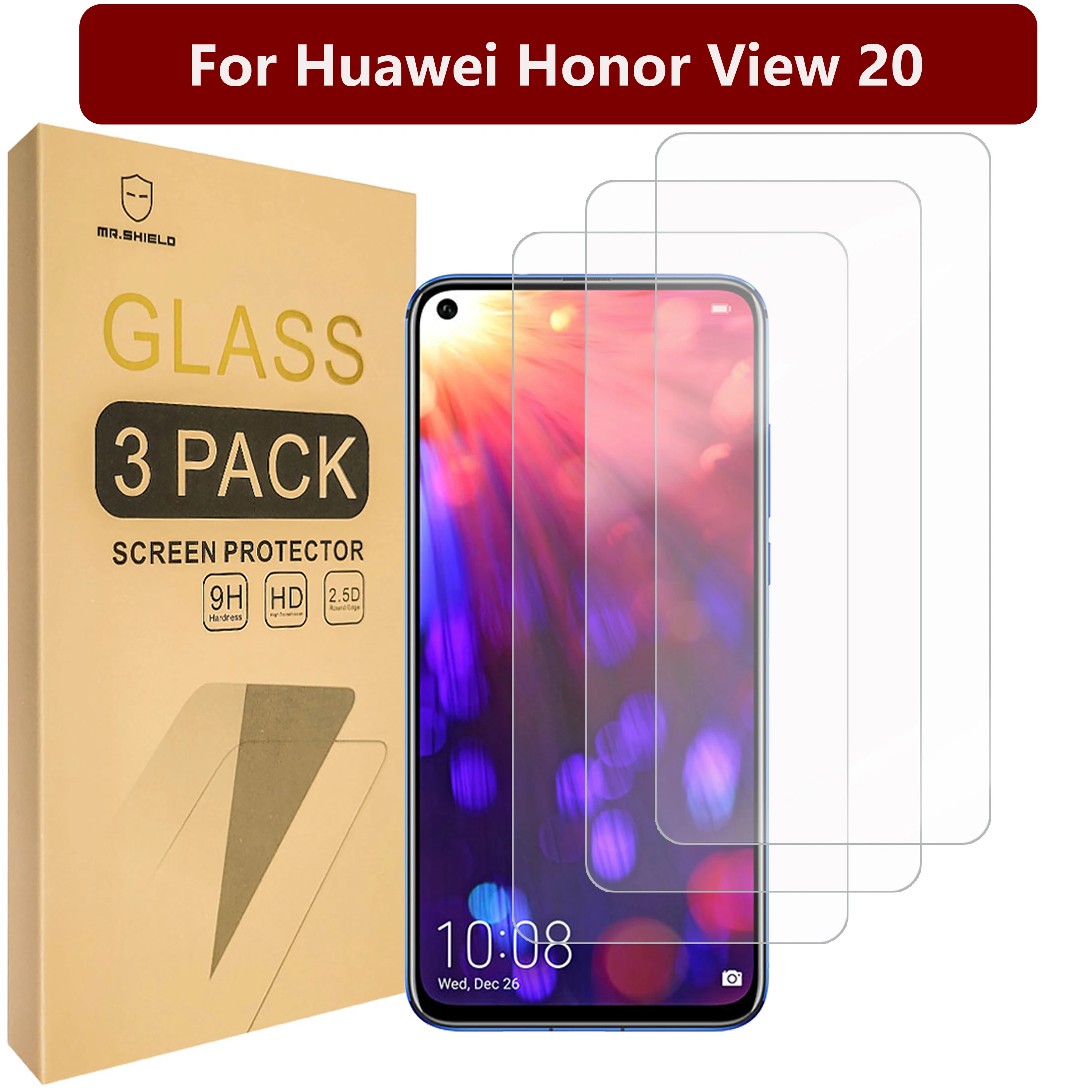 

Mr.Shield [3-PACK] Designed For Huawei Honor View 20 [Tempered Glass] [Japan Glass With 9H Hardness] Screen Protector