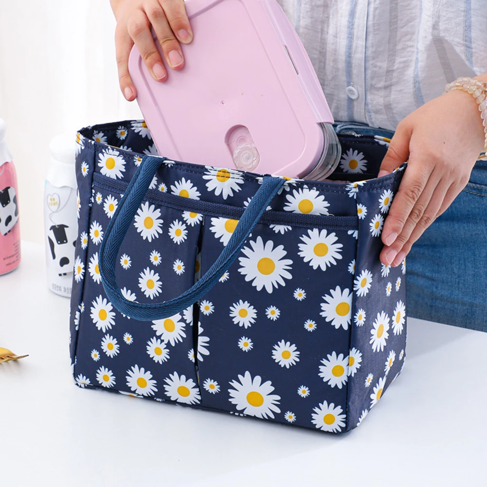 

Multifunction Daisy Thermal Insulated Lunch Bag Portable Large Capacity Tote Cooler Bento Box Storage Bags Student Food Bag