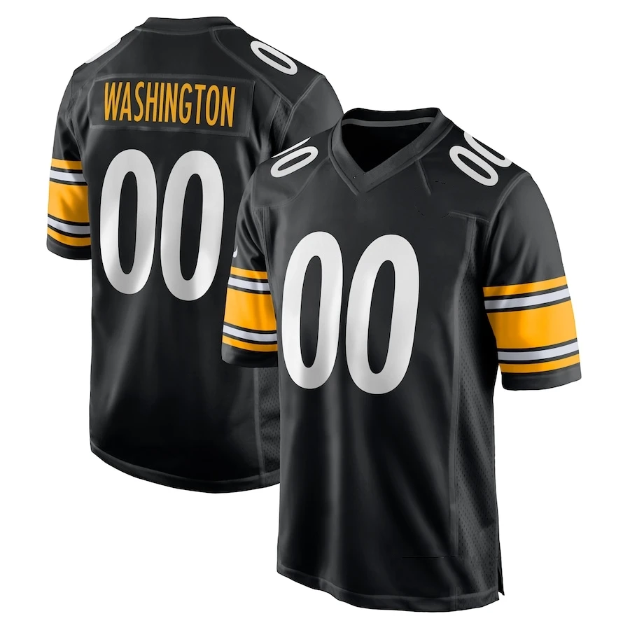 

Custom America Football Jersey Pittsburgh City Football Shirt Name No. 90 T.J. Watt 22 Harris 8 Pickett All Stitched Us Size
