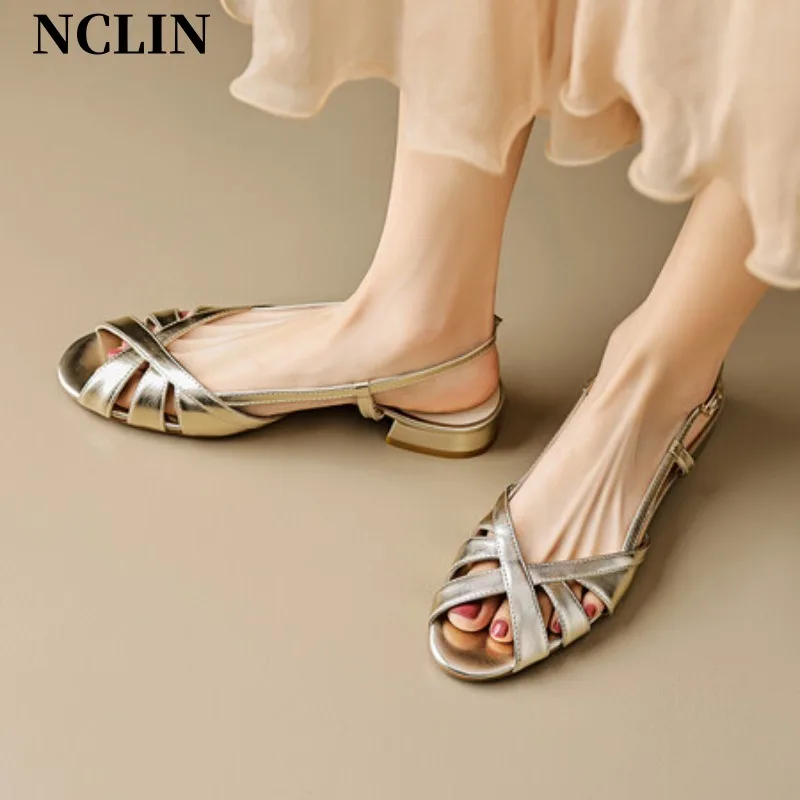 2024 NEW Summer Women Sandals Genuine Leather Chunky Heel Shoes Round Toe Low Heel Shoes for Women Roman Shoes Zapatos De Mujer
2024 NEW Summer Women Sandals Genuine Leather Chunky Heel Shoes Round Toe Low Heel Shoes for Women Roman Shoes Zapatos De Mujer