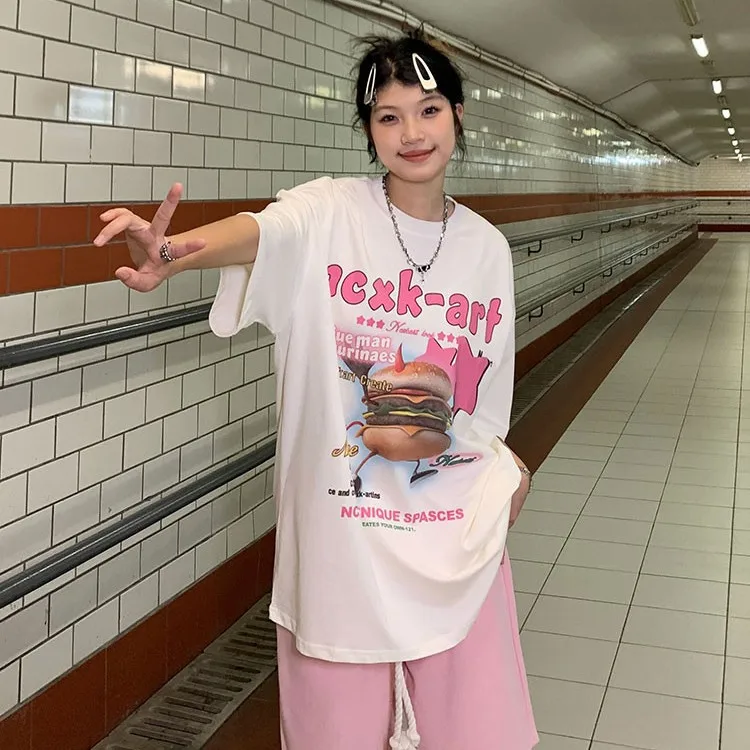 Korean version of heavy cotton ins retro fun burger print loose t-shirt for men and women insoversize short sleeved T-shirt y2k
Korean version of heavy cotton ins retro fun burger print loose t-shirt for men and women insoversize short sleeved T-shirt y2k