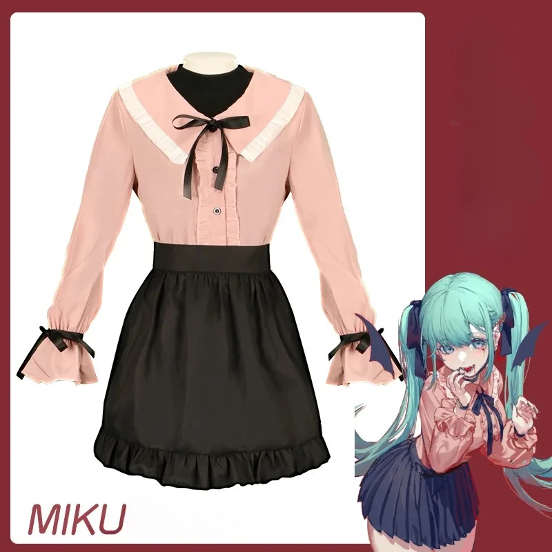 

Project Sekai Vampire Miku Cosplay Costume Vocaloid Miku JK Skirt Suit Pink Kawaii Dress Bowknot Uniform For Girl Christmas Gift