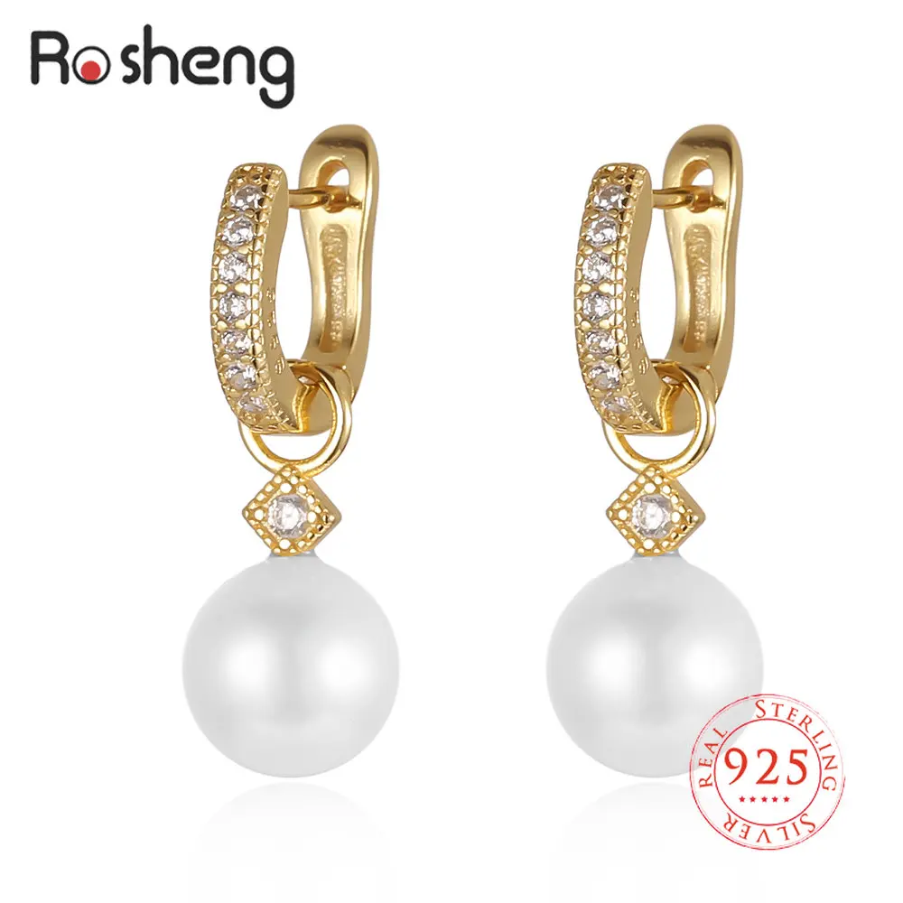 Rosheng 925 Sterling Silver Imitation Pearl Drop Earrings for Women Fashion Zircon Dangle Earrings Fine Jewelry Party Gifts
Rosheng 925 Sterling Silver Imitation Pearl Drop Earrings for Women Fashion Zircon Dangle Earrings Fine Jewelry Party Gifts