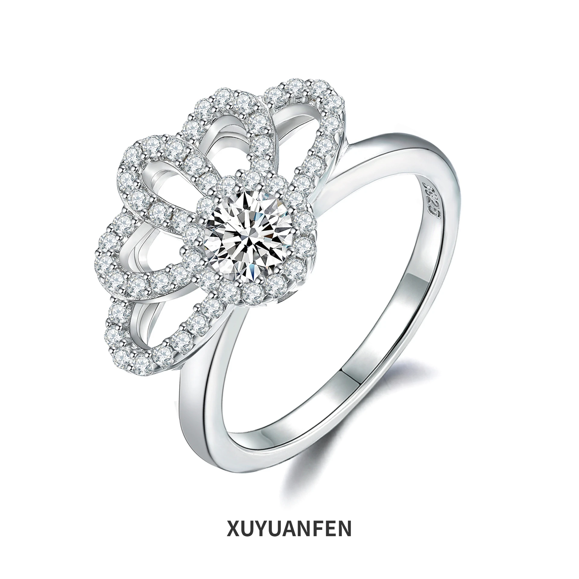 

XUYUANFEN's New 925 Sterling Silver Zircon Ring with A High Sense, Cross Border Popular Women's Ring, European and American