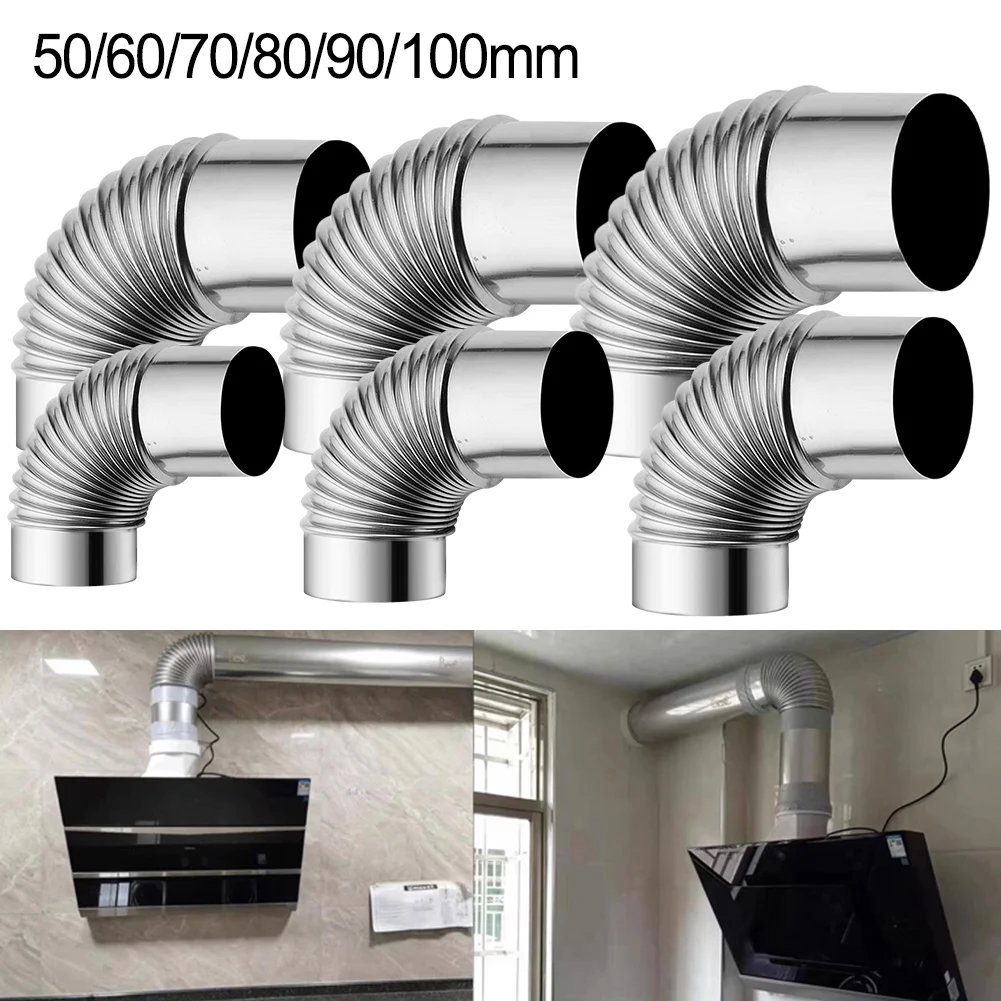 

1Pcs 90 Degree Flue Elbow Pipe Chimney Liner Bend Stainless Steel Multi Flue Stove Pipe Gas Water Heater Exhaust Pipe Vents