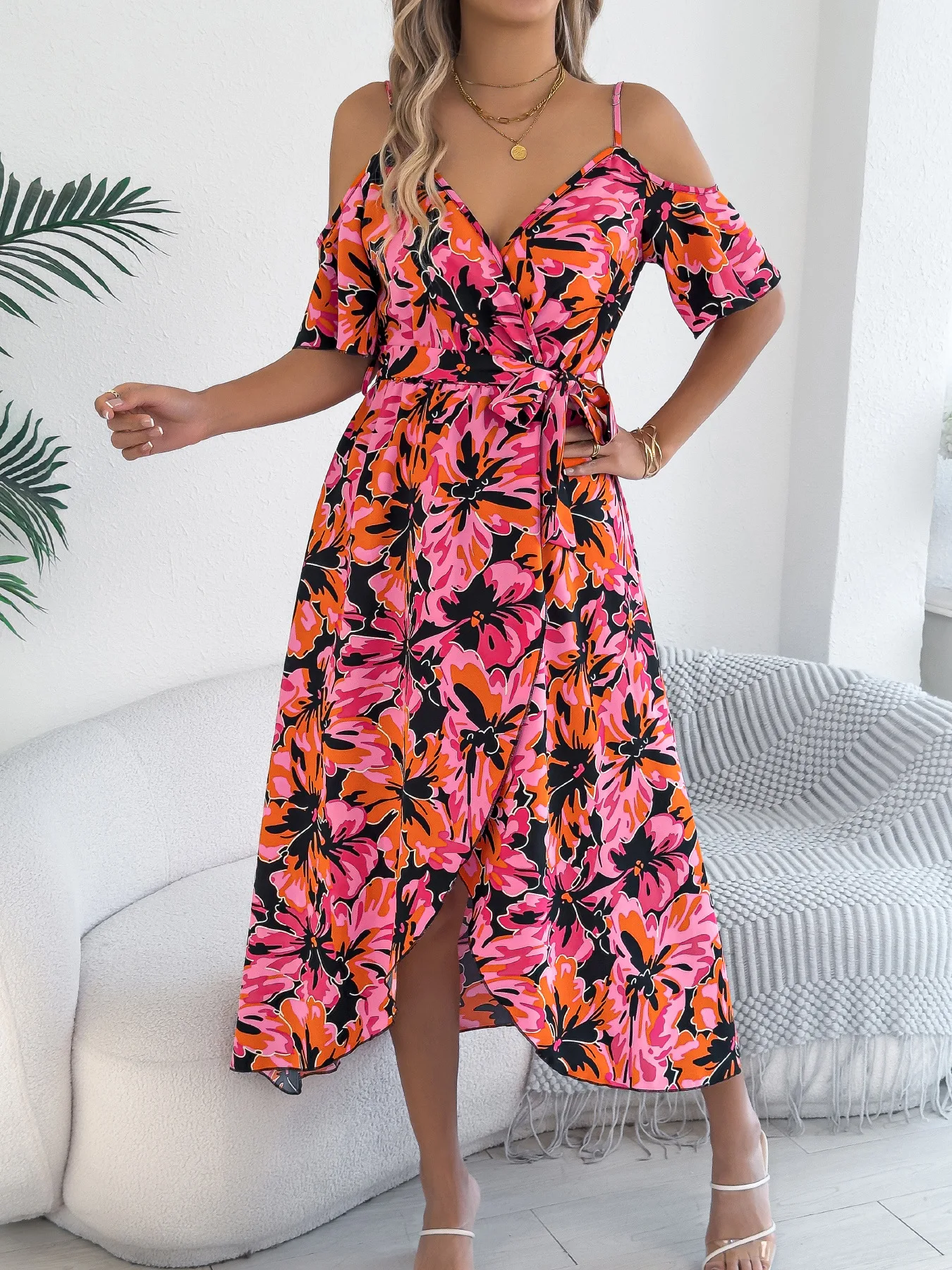 VigoCasey 2025 Summer Sexy Print Long Dress Women Off Shoulder Short Sleeve Clud Dress Lady Casual Cross V Neck Tight Dresses 30 S1c42f4f68df942c6a1ead8e2b625c440E