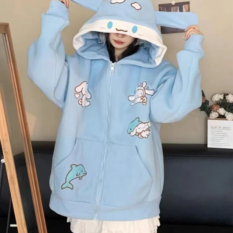 New Cinnamoroll Hello Kitty Sanrio Kawaii Anime Cardigan Hooded Hoodie Girly Heart Lovely Jacket Cute Cartoon Loose Thick Coat
New Cinnamoroll Hello Kitty Sanrio Kawaii Anime Cardigan Hooded Hoodie Girly Heart Lovely Jacket Cute Cartoon Loose Thick Coat