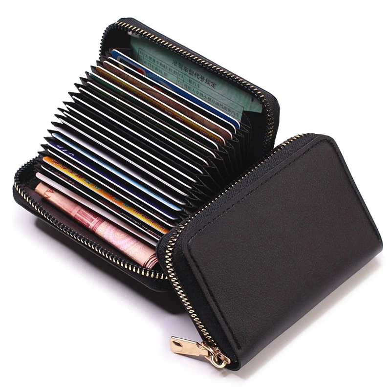 

Business Card Holder Wallet Women/men Gray Bank/ID/Credit Card Holder 20 Bits Card Wallet PU Leather Protects Case Coin Purse