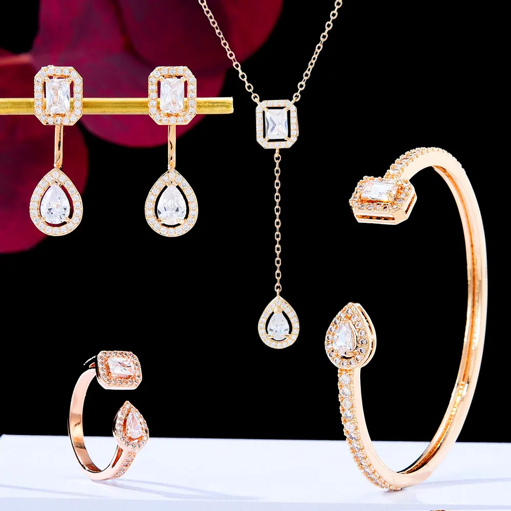 Soramoore New Luxury 4pc Geometric Jewelry Sets For Women Wedding Cubic Zirconia CZ Dubai Bridal Jewelry Set Dance Party Gift
Soramoore New Luxury 4pc Geometric Jewelry Sets For Women Wedding Cubic Zirconia CZ Dubai Bridal Jewelry Set Dance Party Gift