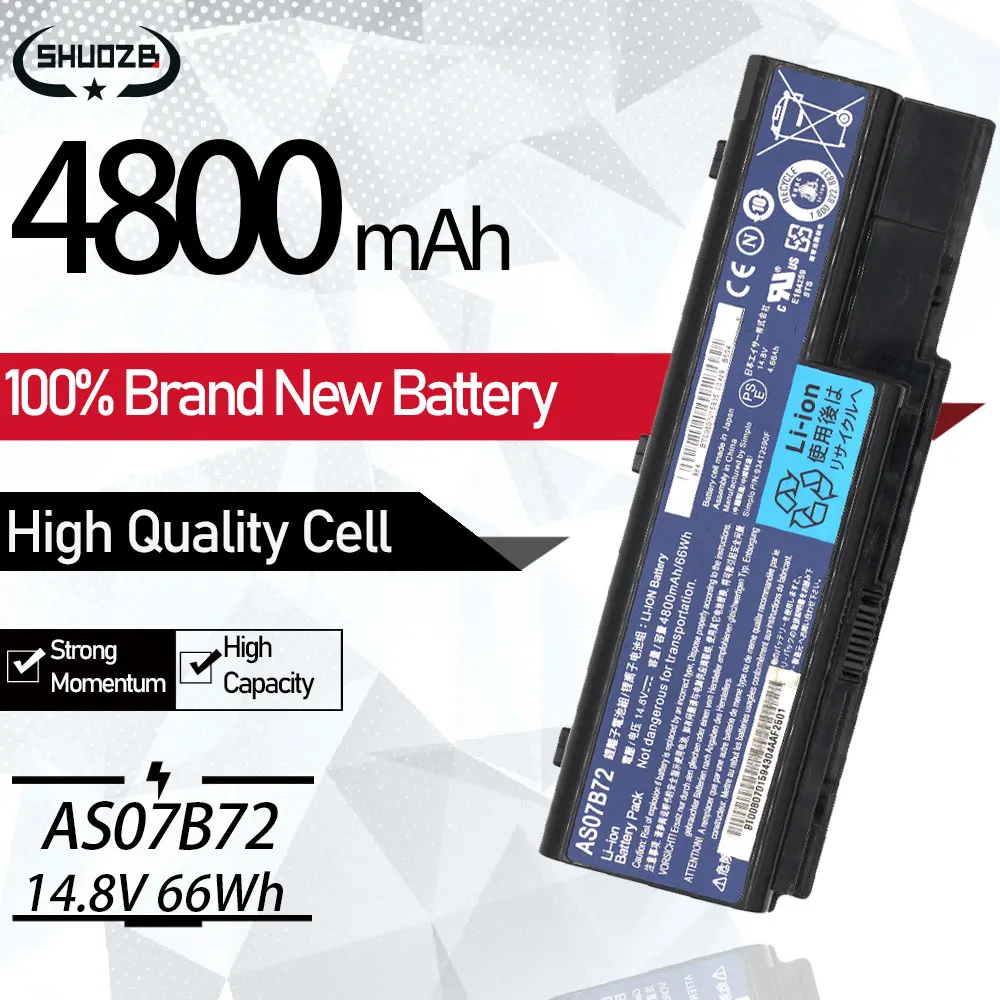 New AS07B72 Laptop Battery For Acer Aspire 5520 5720 5920 6920 6920G 7520 7720 7720G 7720Z Serie CONIS72 AS07B31 AS07B41 AS07B42
New AS07B72 Laptop Battery For Acer Aspire 5520 5720 5920 6920 6920G 7520 7720 7720G 7720Z Serie CONIS72 AS07B31 AS07B41 AS07B42