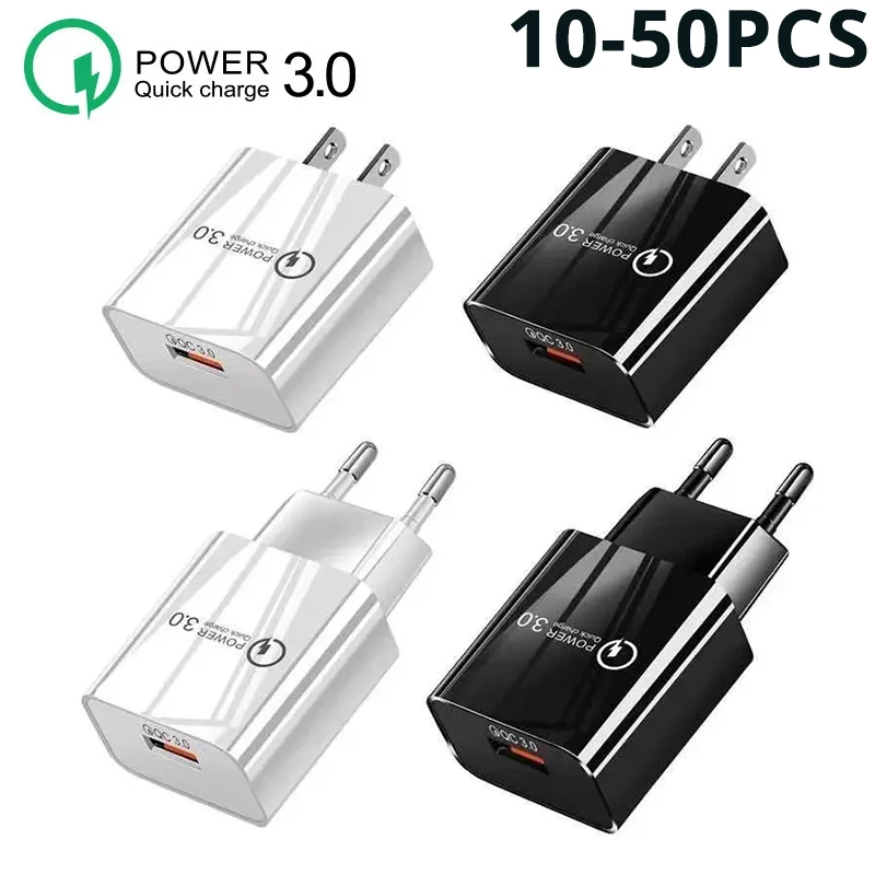 10-50Pcs Portable QC3.0 18W Mobile Phoneflat Travel Charger EU/US Plug Wall USB charge Adapter For IPhone Xiaomi Samsung Charger
10-50Pcs Portable QC3.0 18W Mobile Phoneflat Travel Charger EU/US Plug Wall USB charge Adapter For IPhone Xiaomi Samsung Charger