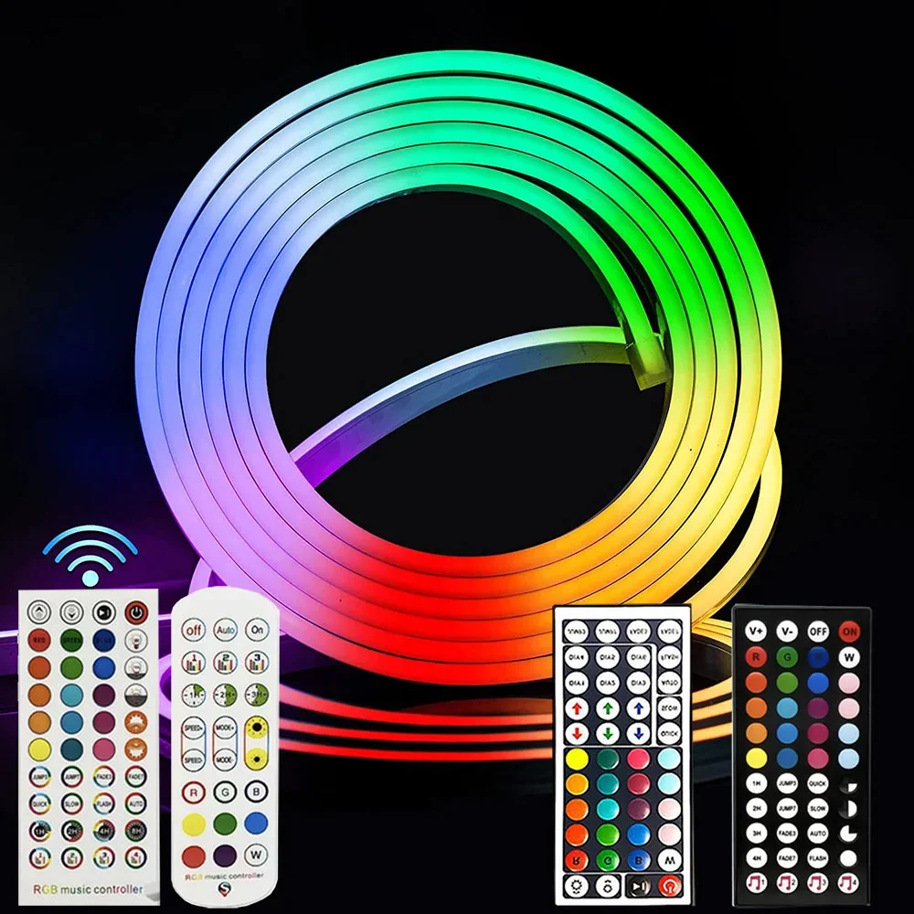 RGB LED Neon Strip Light Kit Waterpoof 12V Wifi Bluetooth-compatible Remote Control Dimmable Silicone Lights EU US Power Decor
RGB LED Neon Strip Light Kit Waterpoof 12V Wifi Bluetooth-compatible Remote Control Dimmable Silicone Lights EU US Power Decor