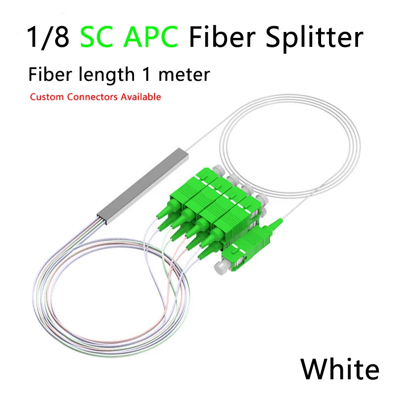 

10PCS/lot Fiber Optical PLC Splitter SC APC 1/8 Mini Steel Tube Type 1x8 0.9mm Fiber Opitc Splitter APC Connector Free Shipping