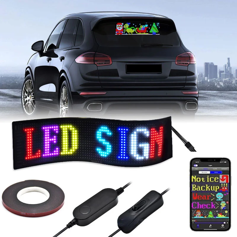 RGB Scrolling messag LED display screen Bluetooth LED Sign board Soft Flexible Led Panel Car Display For Store Advertising
RGB Scrolling messag LED display screen Bluetooth LED Sign board Soft Flexible Led Panel Car Display For Store Advertising