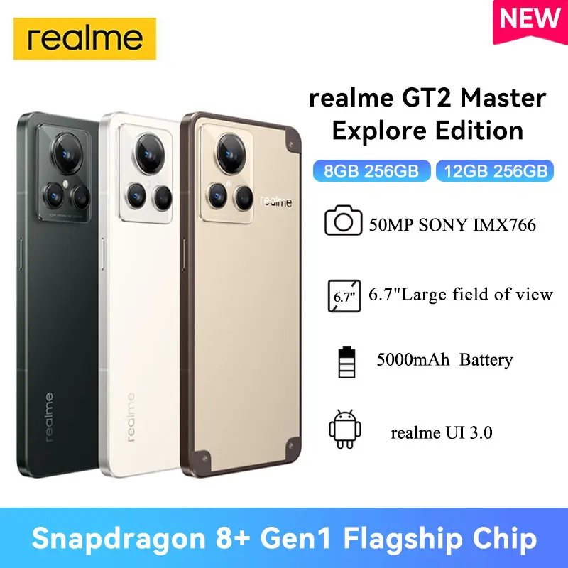 

Global ROM realme GT2 Master Explorer Edition Cellphone Snapdragon 8 Gen 1 Plus 6.7'' Display 5000mAh 50MP Camera 5G Phone