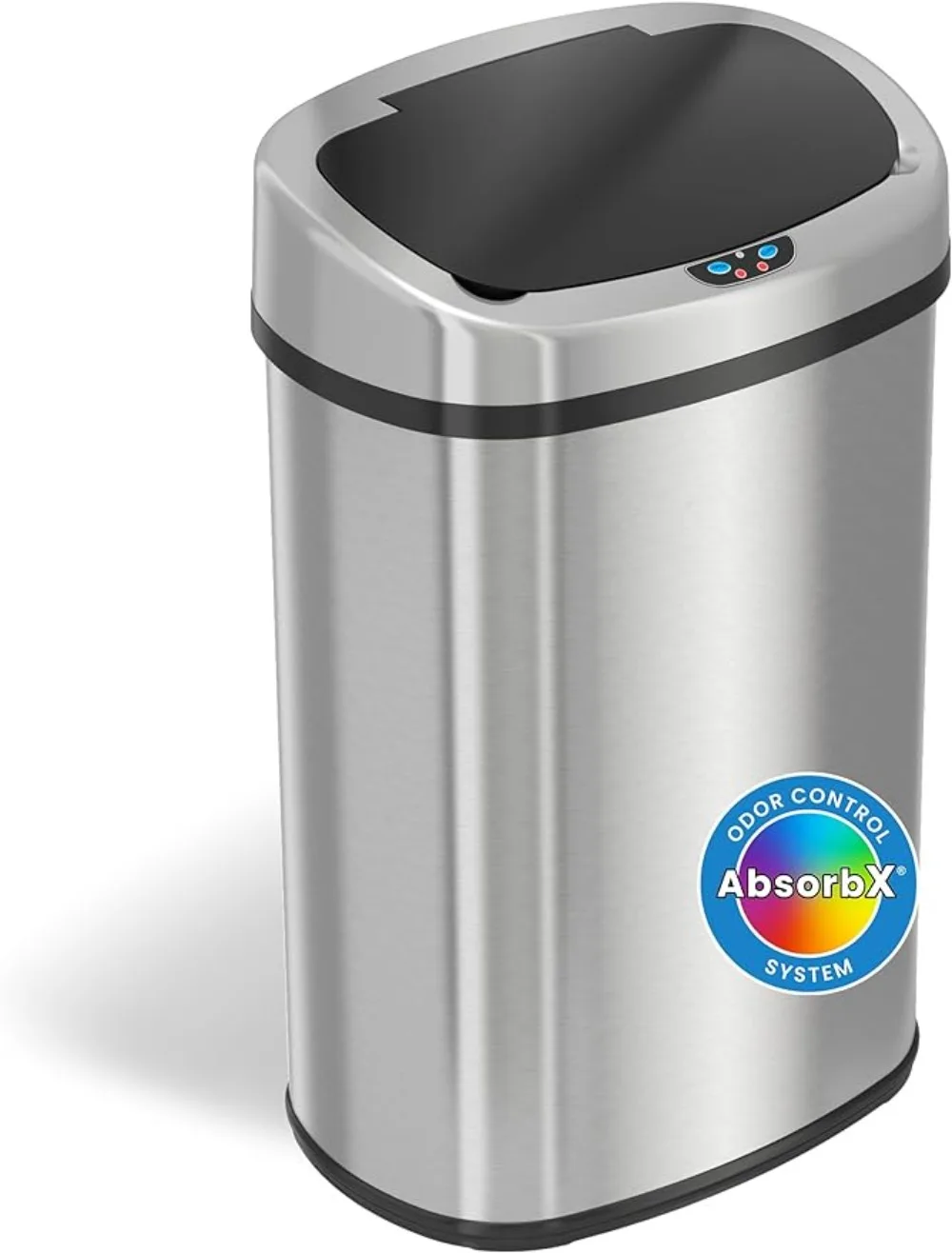 

iTouchless 13 Gallon SensorCan Touchless Trash Can with Odor Control System, Stainless Steel, Oval Shape Kitchen Bin