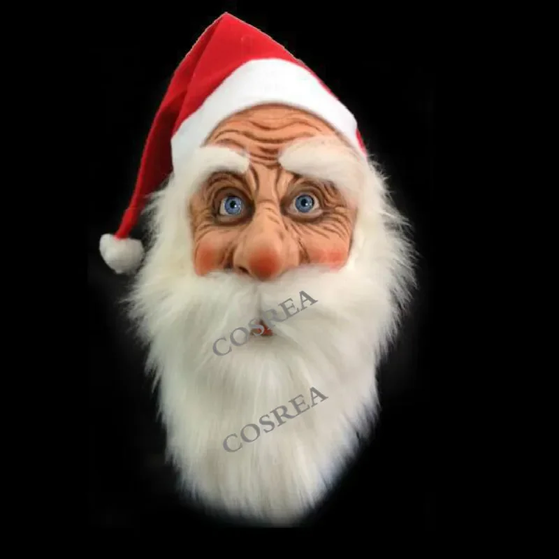 

COSREA Christmas Cosplay Costume Santa Claus Snowmen Xmas Elf Party Realistic Outdoor Mask with Hat Wig Beard Adult Men Women