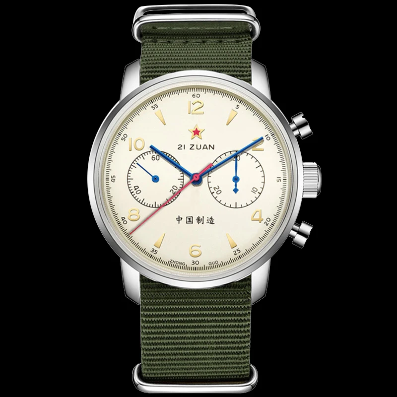 

42mm Classic Retro 1963 Chronograph Air Force Mechanical Watch 21 Zuan Pilot Seagull ST19 Movement Gooseneck Sapphire Wristwatch