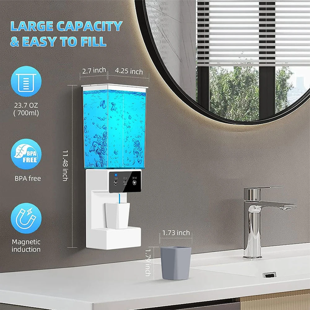 Automatic Mouthwash Dispenser Distributor With 2pcs Magnetic Cups For Home Oral Health Wall Mounted Bathroom Accessories 700ml
Automatic Mouthwash Dispenser Distributor With 2pcs Magnetic Cups For Home Oral Health Wall Mounted Bathroom Accessories 700ml