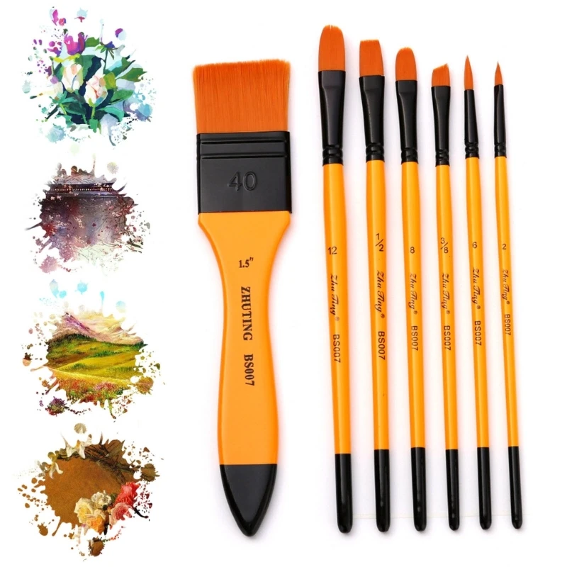 

7Pcs Paint Brushes Set Round Pointed Tip Paintbrushes Nylon Hair Artist Acrylic Paint Brushes for Acrylic Oil Watercolor