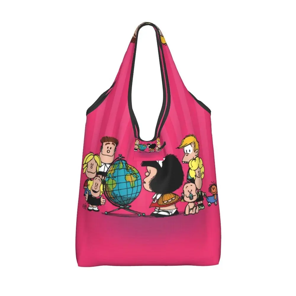 Custom Vintage Mafalda Manga Grocery Shopping Bag 154 S1c601feadf214bfbbd86e93549e21785h
