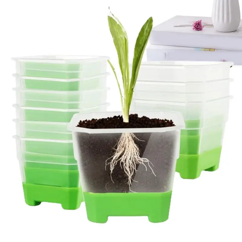 

Flower Plant Nursery Pots Reusable Square Seedling Pots With Draining Holes 10pcs Seedling Containers For Planting With Silicone