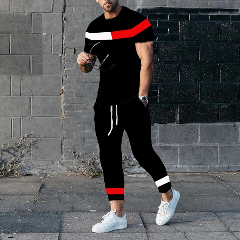 Men's Trousers Tracksuit 2 Piece Set Stripe Series 3D Print Summer Jogger Short Sleeve T Shirt+Long Pants Casual Street Clothes
Men's Trousers Tracksuit 2 Piece Set Stripe Series 3D Print Summer Jogger Short Sleeve T Shirt+Long Pants Casual Street Clothes