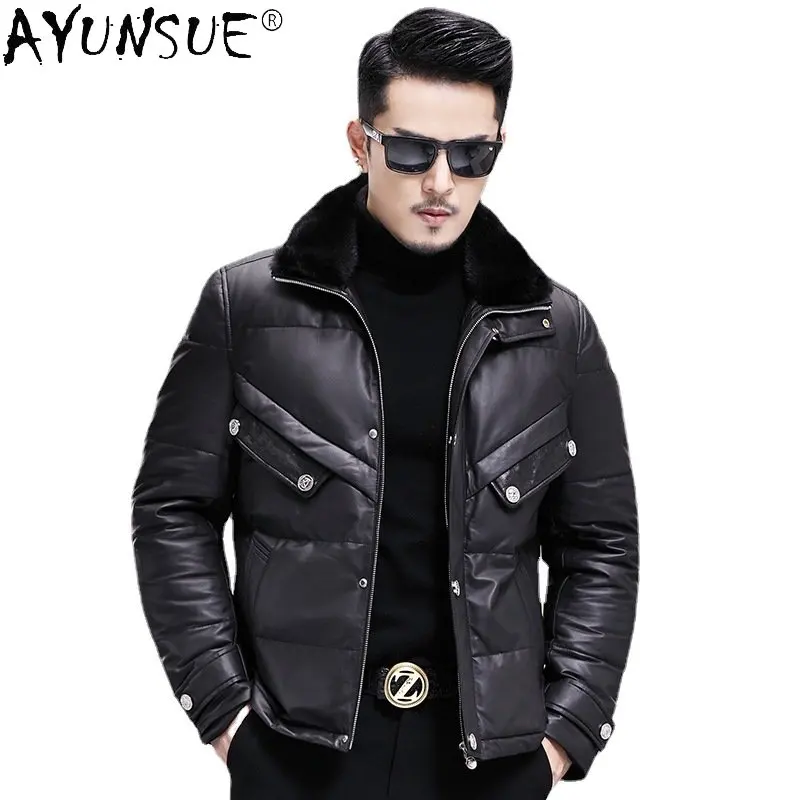 

Genuine Leather Jacket Men's Sheepskin Coat Men Mink Fur Collar 90% White Duck Down Jacket Man Winter Jackets 2022 Chaquetas FC