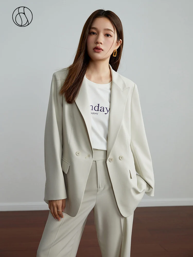 

DUSHU Workplace Commute Style Suit Jacket + High -waist Straight Tube Suit Pants for Women Autumn New Female Blazers Sets