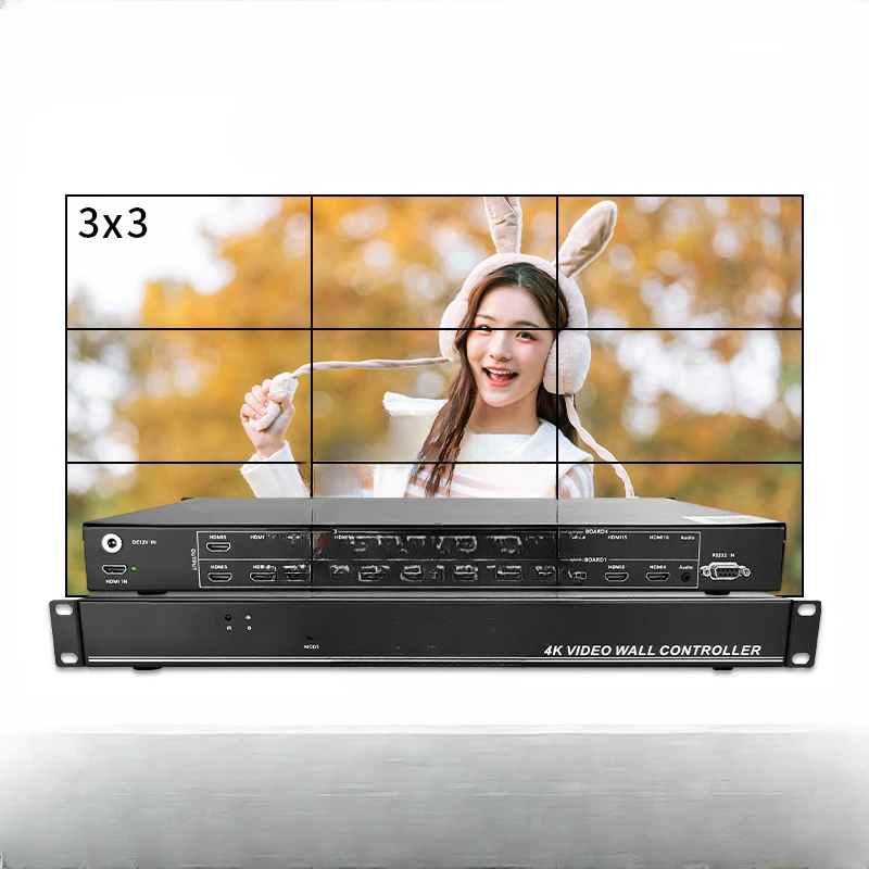 1-in 9-out picture splicing processor 6/8/10/12-way controller 3*3 nine LCD TV splicing boxes
1-in 9-out picture splicing processor 6/8/10/12-way controller 3*3 nine LCD TV splicing boxes