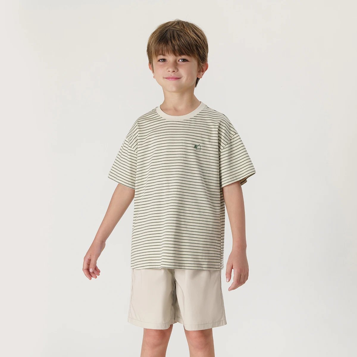 

MARC&JANIE Boys Fresh Striped Crew-Neck Short-Sleeved T-Shirt for Summer 240583
