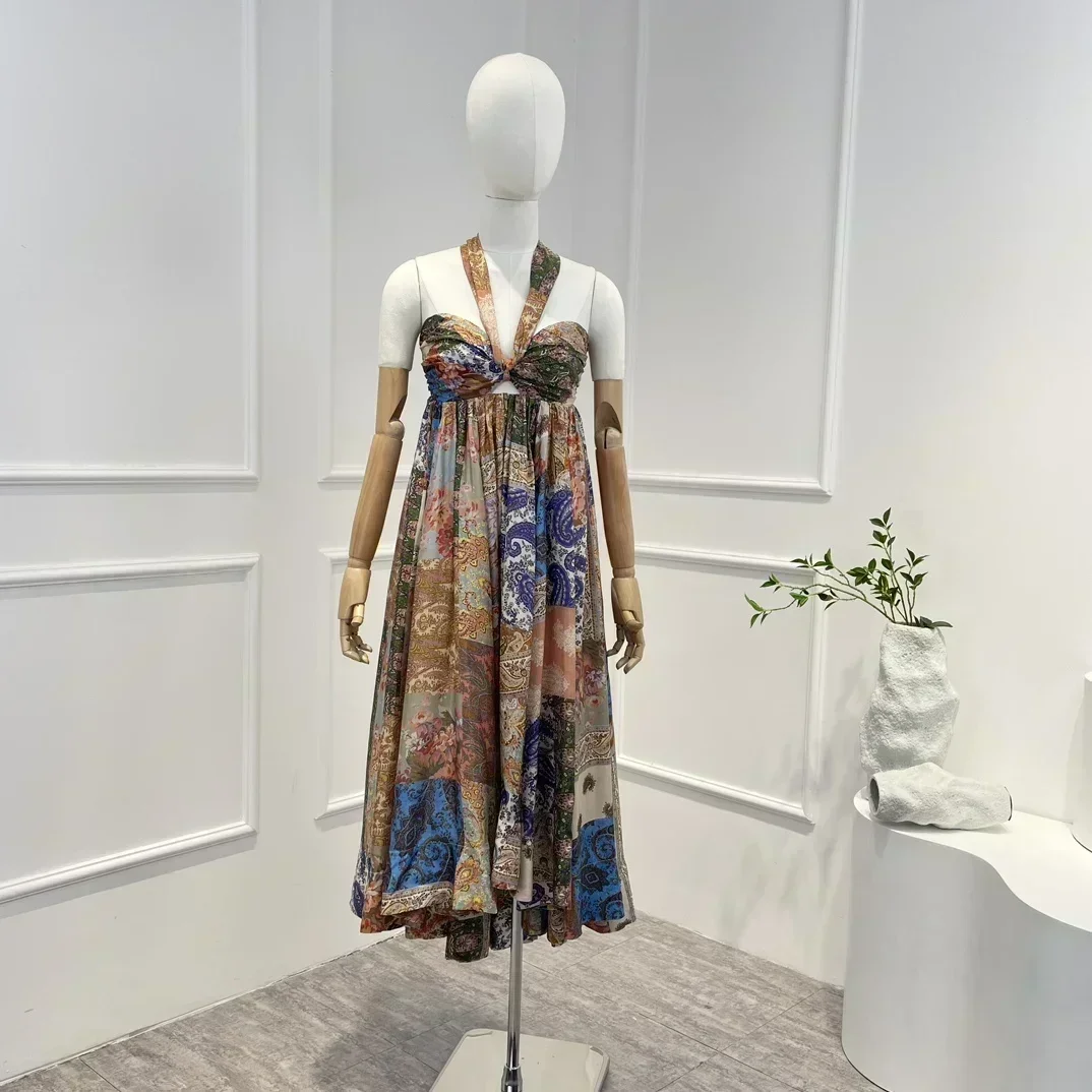2023 New Yellow Top Quality Silk Spring Summer Beach Style Floral Printing Folds Halter Sleeveless Midi Dress for Woman
2023 New Yellow Top Quality Silk Spring Summer Beach Style Floral Printing Folds Halter Sleeveless Midi Dress for Woman