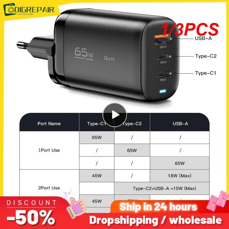 1/3 шт. 65 Вт GaN USB Type C зарядное устройство для ноутбука PPS 45 Вт 25 Вт Быстрая зарядка для QC3.0 PD3.0 для iPhone14 13 телефона
1/3 шт. 65 Вт GaN USB Type C зарядное устройство для ноутбука PPS 45 Вт 25 Вт Быстрая зарядка для QC3.0 PD3.0 для iPhone14 13 телефона