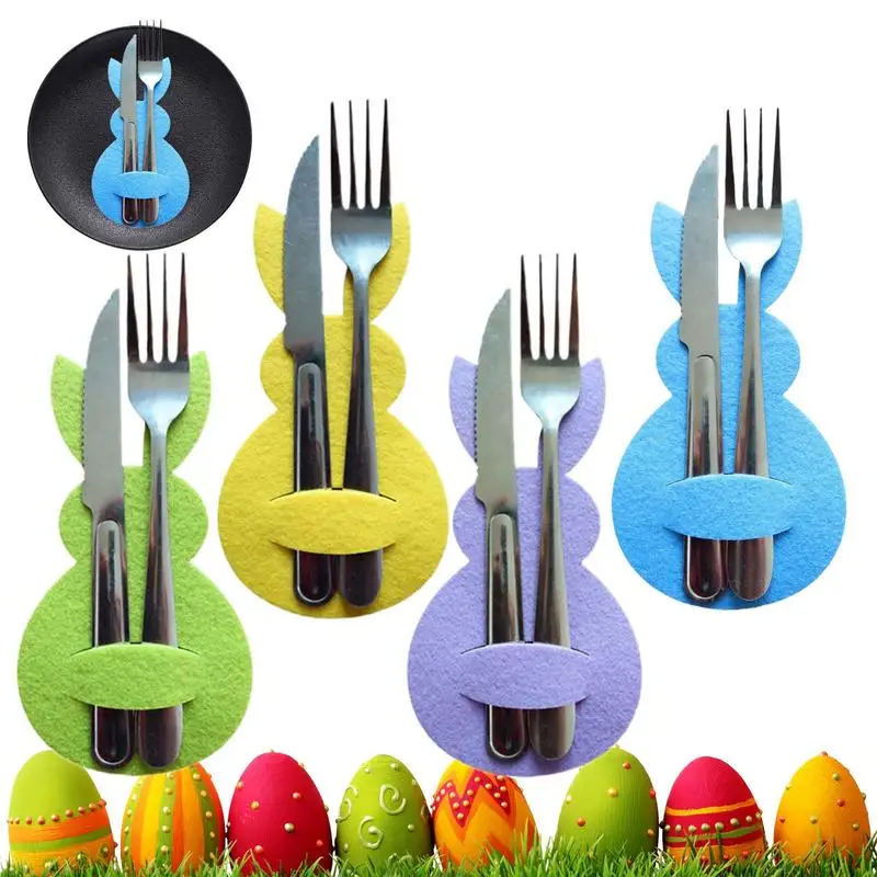 Rabbit Cutlery Bag Knife & Fork Holding Pouch Multifunctional 4pcs Easter Bunny Cutlery Cover Bag For Dinning Table Decor Supply
Rabbit Cutlery Bag Knife & Fork Holding Pouch Multifunctional 4pcs Easter Bunny Cutlery Cover Bag For Dinning Table Decor Supply