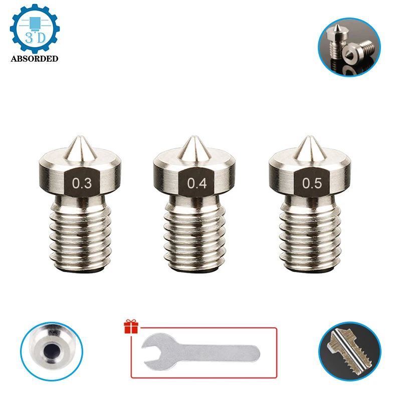 

3PCS E3D V5 V6 Titanium Alloy Nozzle M6 Thread J-head Hotend Extruder 0.3mm 0.4mm 0.5mm 1.75mm Filament 3D Printer Parts