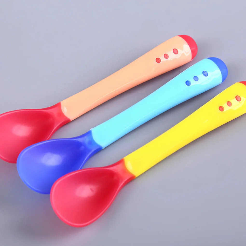 

Baby Spoon Temperature Sensing Spoon Silicone Color Changing Toddler Feeding Tool Yellow