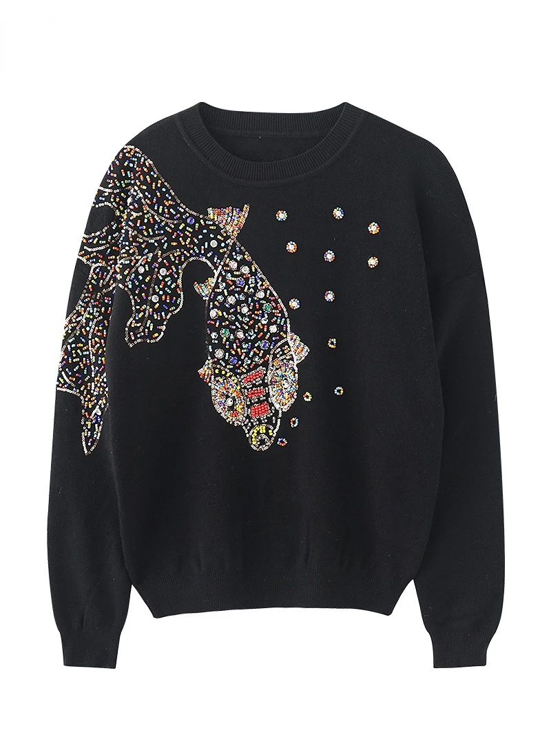 YYJO Autumn Female Brand Designer Fashionable High Street New Pullovers Round Neck Cable Knit Goldfish Bead Sweater
YYJO Autumn Female Brand Designer Fashionable High Street New Pullovers Round Neck Cable Knit Goldfish Bead Sweater