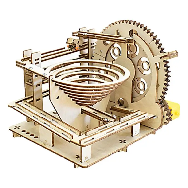 

3D Wood Puzzle Block Toys Mechanical Gear Engineering Kit Science And Technology Wooden Electric Track Roller Ball Gifts For