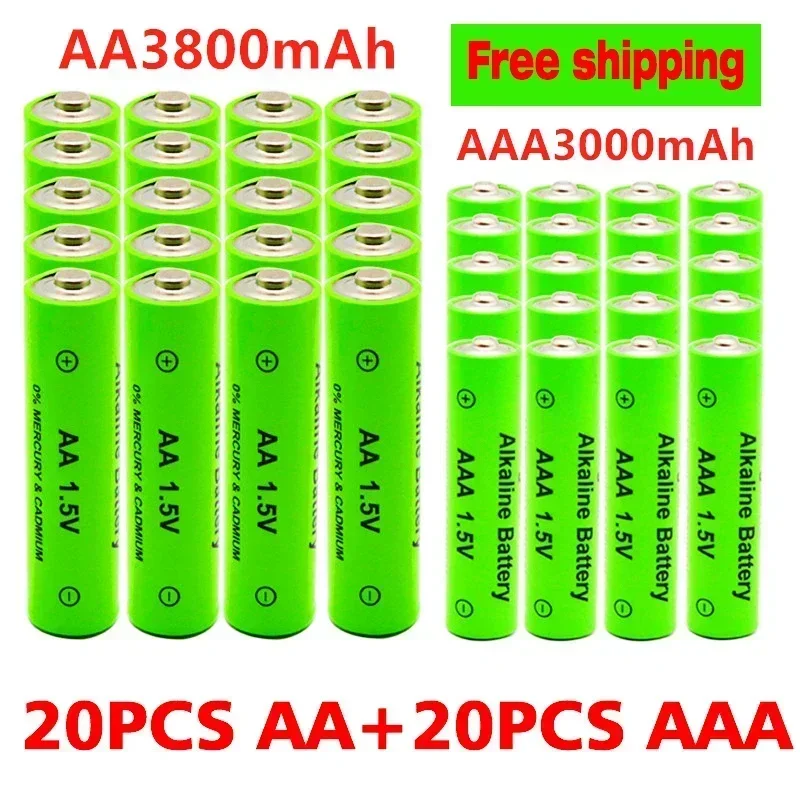 

AA AAA Rechargeable Alkaline Batteries 1.5V 3800mAh and 3000mAh for Torch Electronic Devices MP3 Battery