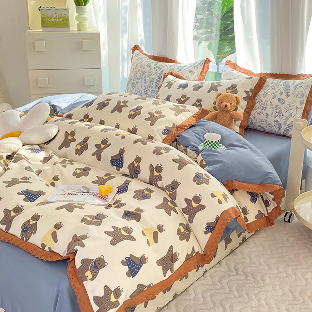 Washed Cotton Bedding Set Home Textiles Duvet Cover Set Soft Quilt Cover Bed Sheet Pillowcase King Queen Size French Bed Linen
Washed Cotton Bedding Set Home Textiles Duvet Cover Set Soft Quilt Cover Bed Sheet Pillowcase King Queen Size French Bed Linen